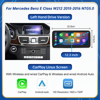 Layar Sentuh Portabel Wireless CarPlay Android Auto Linux untuk Dashboard Mobil Mercedes Benz E Class W212 2009-2016 NTG4.0/4.5/5.0