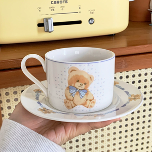 Korean Bear Ins Style Ceramic <b>Tea</b> <b>Cup</b> & Saucer <b>Set</b> Perfect Quality for Dessert Afternoon Latte Morning Coffee & More - Product Image 2