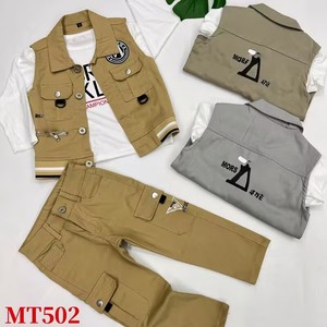 Ensemble Vêtements Garçons Modèle YQ243 Automne – 3 Pièces : Chemises et Jeans pour Enfants - Product Image 3