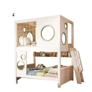 Мебель для спальни, детская кровать, деревянные двухъярусные кровати для хранения с лестельным шкафом и горкой для детей, наборы для спальни из массива дерева, кровать-Лофт