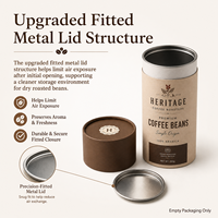 Tubo de Papel Kraft con Tapa Metálica Premium y Revestimiento de Aluminio para Granos de Café Tostados y Empaque para Tostadores Especializados - Venta al por Mayor OEM