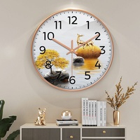 Reloj de Pared de Cuarzo Silencioso de Lujo Ligero, sin Perforaciones, Estilo Artístico para Sala de Estar