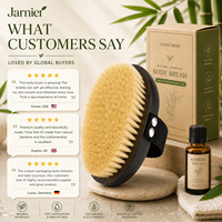 Brosse corporelle sèche Jarnier FSC à poils doux pour exfolier la peau sèche, idéale pour une peau éclatante, drainage lymphatique, réduit la cellulite