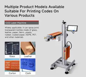 Máquina de marcação a laser CO2 de alta precisão, 20/30/40/60 W, máquina de código de lote com data a laser CO2