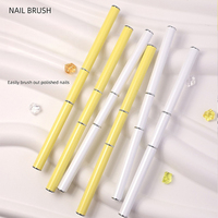 Pinceaux de nail art de luxe à double embout avec manche métallique, poils ovales en nylon, double tête plate pour liner, professionnels