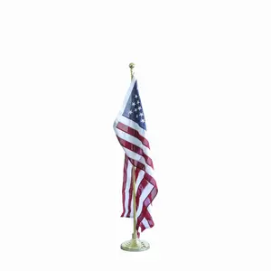 2m indoor flag Double Sided Polyester Telescopic Stainless Steel Floor Flagpole Base Indoor Landing Table Conference Office Flag