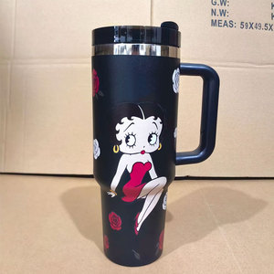 Nuevo Vaso Térmico <span class=keywords><strong>Betty</strong></span> con Diseño Personalizado, Lindo, con Pajita, Doble Pared, de Acero Inoxidable, Aislado, Botella de Agua Deportiva, Taza de Café de Viaje - Product Image 4