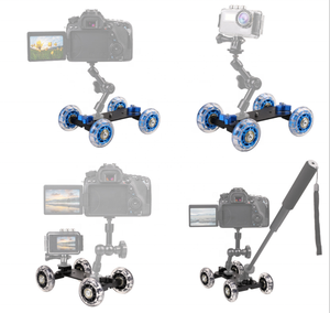 تصميم جديد صغير 4 عجلات سطح المكتب كاميرا Dslr فيديو تصوير السكك الحديدية المسار المنزلق الجدول دوللي سيارة - Product Image 4