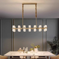 Lustre Suspendu Créatif de Luxe en Albâtre, Lampe de Plafond pour Salle à Manger, Îlot de Cuisine et Foyer