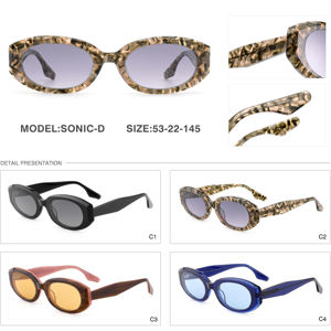 Moda popolare ovale acetato donne occhiali da <span class=keywords><strong>sole</strong></span> di lusso retrò Brandy blu scuro di colore UV400 uomini 3 + 2 cerniera tempio occhiali da <span class=keywords><strong>sole</strong></span> 2025 - Product Image 6