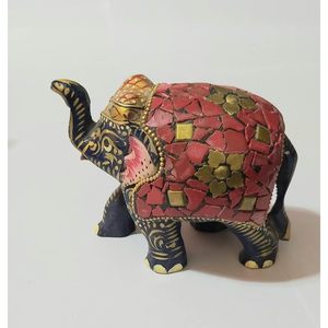 PARIJAT HANDICRAFT Estatua de elefante recortada bellamente hecha a mano Escultura colorida - Product Image 1