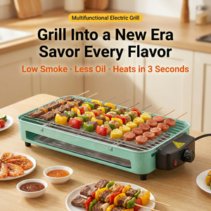 Gril électrique d'intérieur sans fumée, <span class=keywords><strong>plaque</strong></span> de cuisson coréenne portable antiadhésive 1500W, <span class=keywords><strong>plaque</strong></span> de cuisson <span class=keywords><strong>amovible</strong></span> pour table, en acier inoxydable - Product Image 2