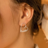 Pendientes de Aro de Acero Inoxidable Personalizados con Forma de Corazón, Modernos, con Letras DIY, Regalo para el Día de San Valentín