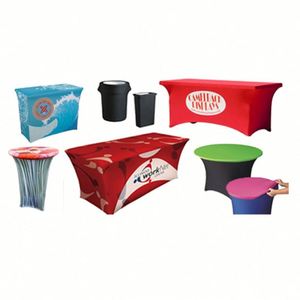 Housse de table personnalisée avec logo d'entreprise, nappe extensible personnalisée en spandex, personnalisation avec logo pour fête d'anniversaire - Product Image 2