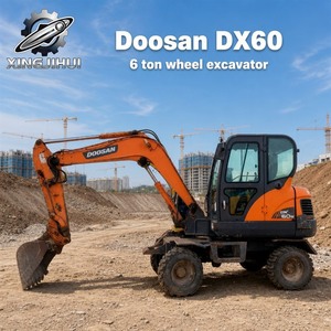 Prix avantageux – Modèle 2022 – Excavatrice sur pneus Doosan DX60W d'occasion – 6 tonnes – Matériel de terrassement d'occasion – Petite excavatrice - Product Image 1