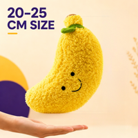 Peluche en gros en forme de banane, rembourrage en coton PP, cadeaux de fêtes, emballage personnalisé, mascotte en peluche