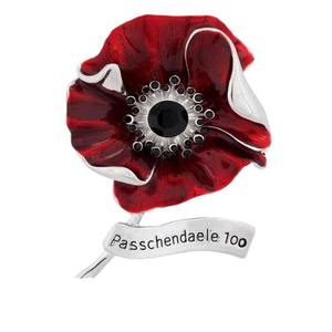 エナメルレッドポピーブローチピンメッキゴールドシルバーフラワージュエリー英国記念日 - Product Image 4