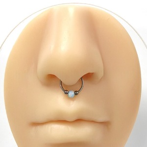 Stainless Steel Nose <b>Ring</b> <b>Opal</b> Ball 18G Hinge Closure For Women Fashion Piercing Jewelry - Product Image 3