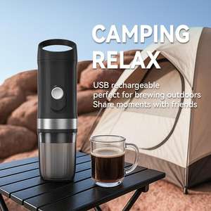 Machine à café française portable intelligente, <span class=keywords><strong>mini</strong></span>, 20 bars de pression, alimentée par batterie USB, design compact pour le camping en plein air, les voyages, le bureau - Product Image 4