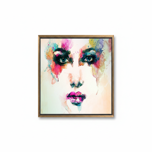 Printed Canvas: Modern Colorful Woman Face Artwork - Elegant Wall Decor,<b>GOLD</b> <b>FRAMED</b> CANVAS - Product Image 2