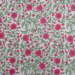 Desert Blossom Pink Open Indian Bloque hecho a mano Impreso 100% algodón 150gsm Tela mediana ecológica para cortinas Camisas Trajes - Product Image 1