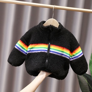 À la mode imperméable hiver chaud Bomber <span class=keywords><strong>veste</strong></span> pour nourrissons <span class=keywords><strong>garçon</strong></span> arc-en-ciel ours lettre <span class=keywords><strong>Teddy</strong></span> manteau Varsity Style coton remplissage - Product Image 3