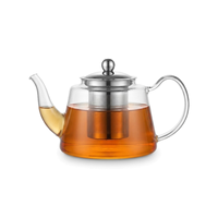 Théière en verre avec couvercle, infuseur en acier inoxydable, 600 ml / 20,49 oz, théière transparente en borosilicate pour thé fleuri, cadeau familial
