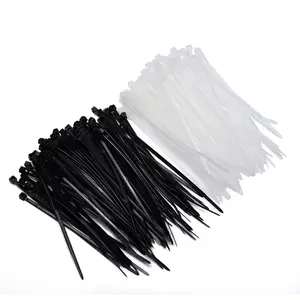 100Pcs Per Pack Durable Size Black and White Self-locking Nylon 66 94V-2 Cable Tie Zip Ties