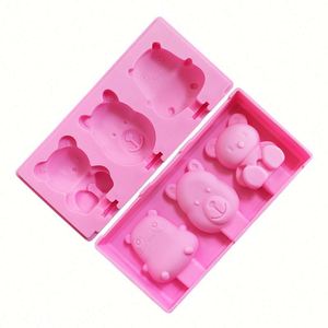 Moule à glace en silicone 3 empreintes ours avec couvercle et sans bâtonnet, pour l'été, DIY, fait main, OEM/ODM - Product Image 2