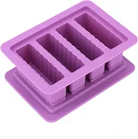 2Pcs Silicone Butter Molds 4-Cavity Butter DIY Molds With Lid