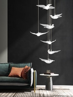 Lustre en fer forgé moderne, simple et élégant, style nordique, pour escalier, salon duplex, appartement, villa, loft, avec suspension longue et rotative