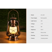 Lanterne LED rechargeable JD-L244, lampe de camping Hurricane, gradation progressive, deux modes d'éclairage, étanche IP44, décoration de tente extérieure