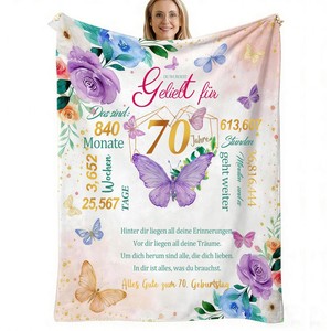 Couverture en flanelle à motif floral, couverture de sieste légère et respirante pour les voyages, le camping, impression personnalisée, vente en gros - Product Image 5
