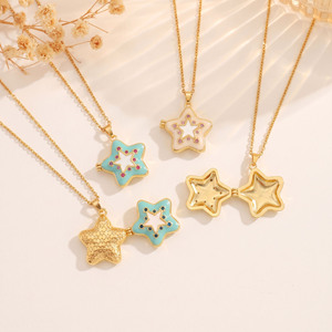 Collar de Estrella Chapado en Oro, Resistente al Agua, de Acero Inoxidable, Sin Deslustre, de Fanhua Jewelry, Éxito de Ventas en TikTok - Product Image 3