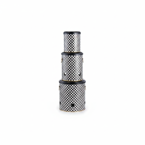 Juego de cubos de metal triple para cebolla de patata y ajo (3 piezas) Diseño de damas de tablero de ajedrez - Product Image 2