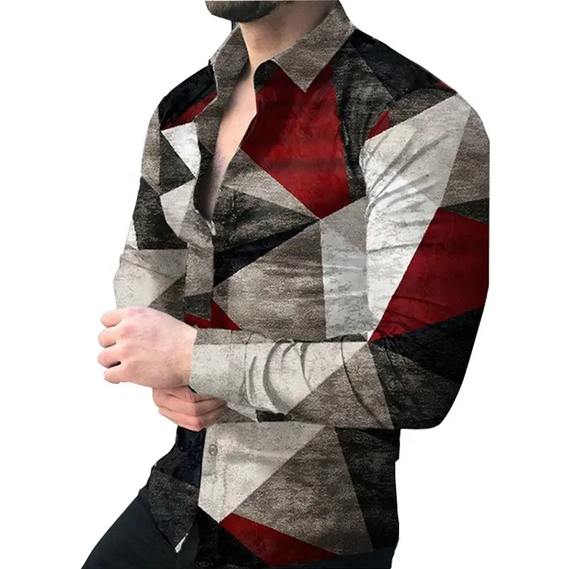 New Spring/Autumn Plus Big Size Men's Shirt Gradient Color Shirt Custom Long Sleeve Polka Dot Printing Shirts for Men