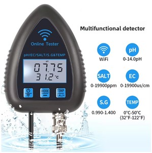 Détecteur de qualité de l'eau portable cinq-en-un avec connectivité Wi-Fi pour la mesure du pH, de l'EC, du S.G. et de la salinité - Product Image 4