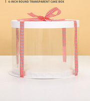 Boîte à gâteau ronde transparente 10 pouces 12 pouces Boîtes d'emballage de gâteau d'anniversaire