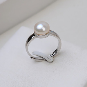 S925 Silver Open <b>Ring</b> with Adjustable Female Finger DIY <b>Pearl</b> Jewelry Accessories 57 Empty Holder - Product Image 2