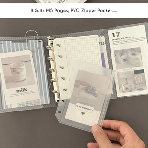 Vente en gros A6 A7 M5 Portable Twilled plastique argent anneaux givré clair pochette pour ordinateur portable feuilles mobiles classeur Triple planificateur couverture - Product Image 4
