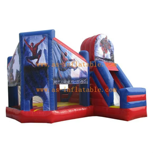 Château gonflable personnalisé Spiderman avec toboggan sec, combo gonflable d'extérieur pour entreprises de location - Product Image 3