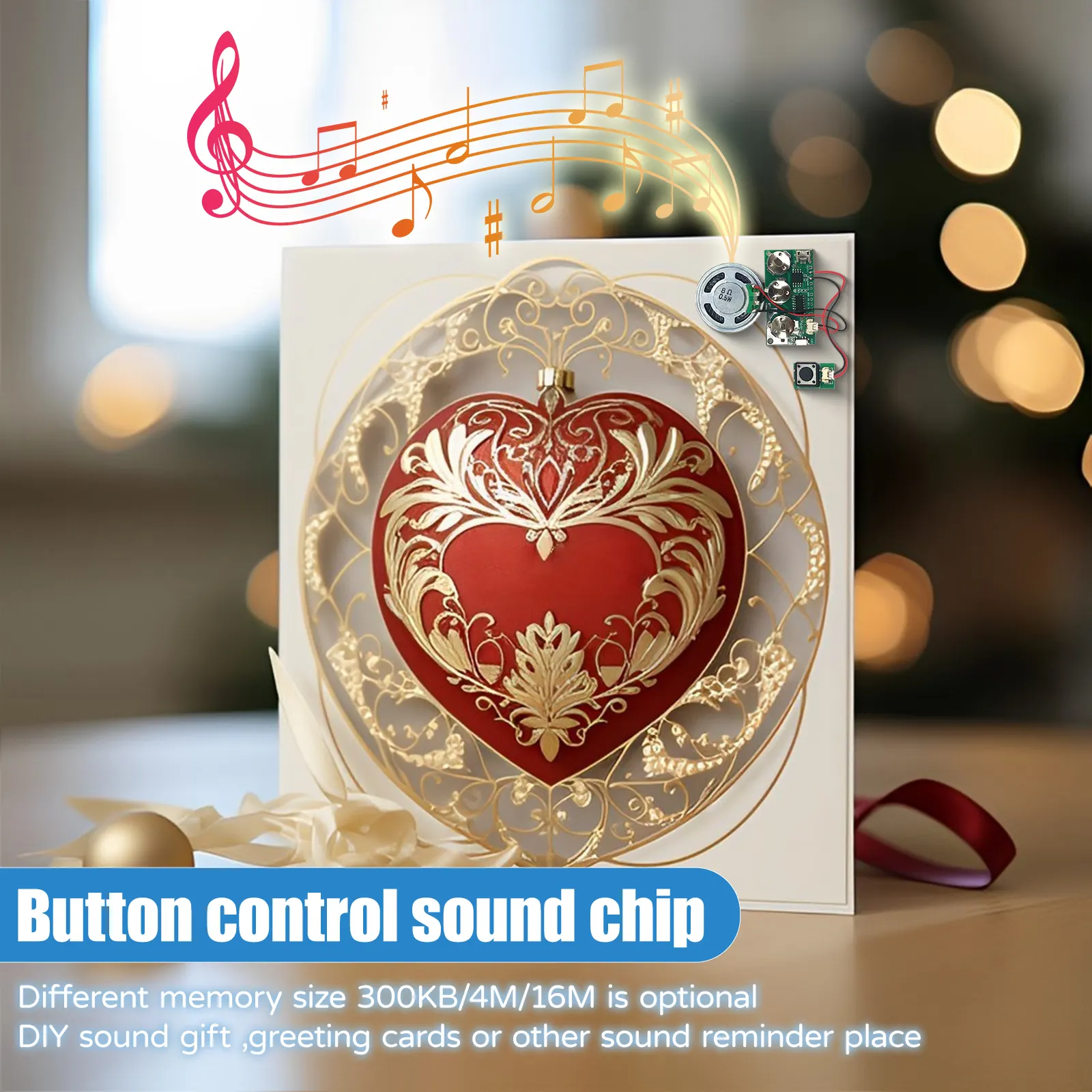 Botón personalizado para grabar música, módulo de sonido, chip de voz, los usuarios pueden cambiar los archivos de audio para una caja de regalo creativa