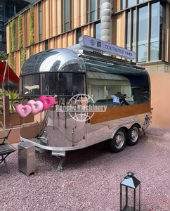 Stainless Steel Mobile Fast Food <b>Truck</b> with Sunshade <b>Refrigerator</b> Air Conditioner Camping Trailer for Snack Food-Rust Resistant - Product Image 3