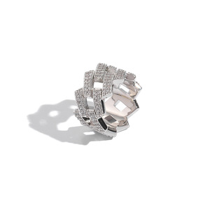 Anillo Hip-hop Europeo y Americano de 14 mm, Anillo Rómbico para Hombre con Circonitas Ligeramente Incrustadas, Anillo Hipster - Product Image 5