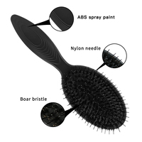 Brosse à cheveux en poils de sanglier naturel, outil de démêlement pour les cheveux, coussin ovale et lisseur, en Nylon