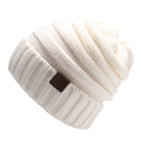 Chapeau tricoté chaud et pliable pour femme, couleur unie, avec logo personnalisé, nouvelle collection automne-hiver