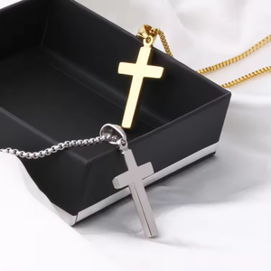 Venta al por mayor Colgantes de alta calidad de acero inoxidable quirúrgico chapado en oro Cruz colgante collar religioso cristiano Cruz colgante - Product Image 4