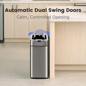 Stainless Steel <b>Automatic</b> Trash <b>Bin</b> Rectangular Induction Type With Lid Minimalist Design for Home Indoor Use - Product Image 3