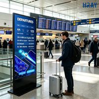 Écran numérique vertical sur pied HRAY 65 pouces, temps de réponse de 8 ms, pour guide de service et diffusion en terminal aéroportuaire, prise en charge OEM ODM