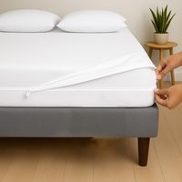 Enveloppe de matelas à fermeture éclair Protège-matelas imperméable, couche TPU à six faces s'adapte jusqu'à 8 pouces de profondeur lisse-lavable doux